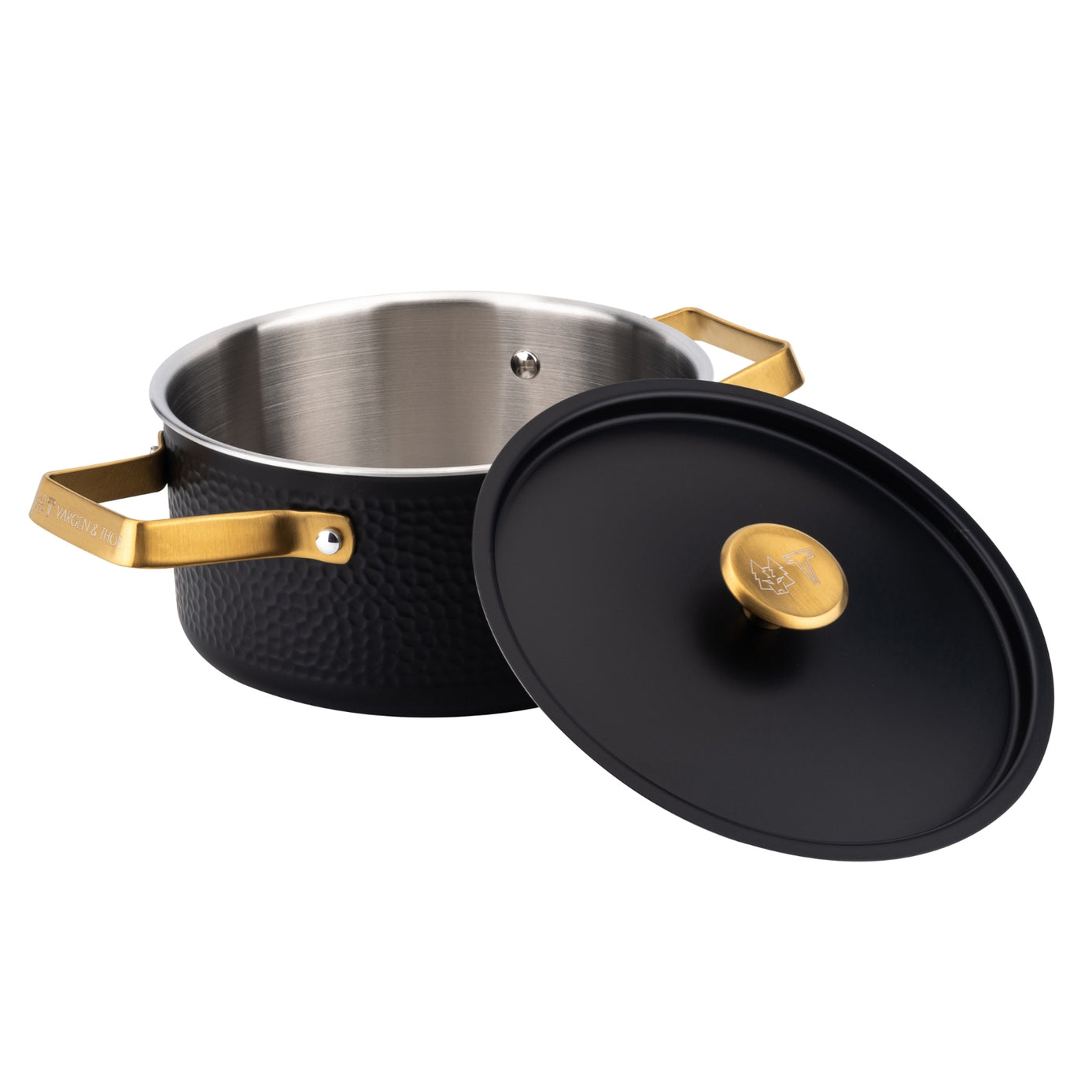 Vargen & thor MANDUS 2 - 2,8L Mattsvart gryta med detaljer i mässing