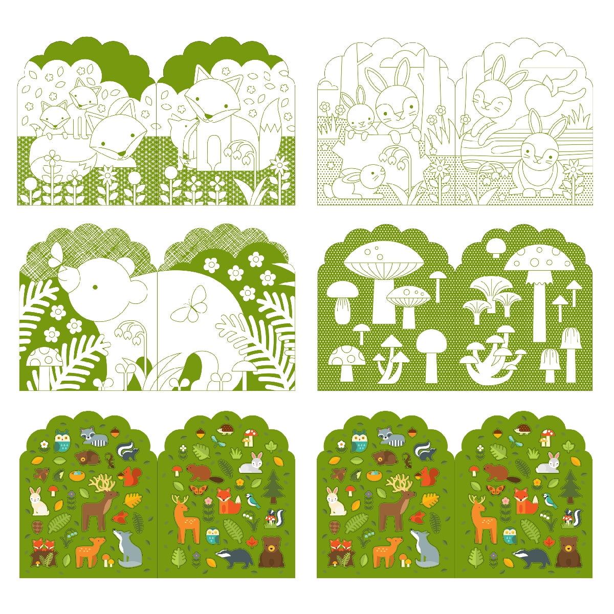Petit Collage Ritbok med Stickers Skogen