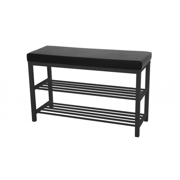 Bänk med skoställ, svart