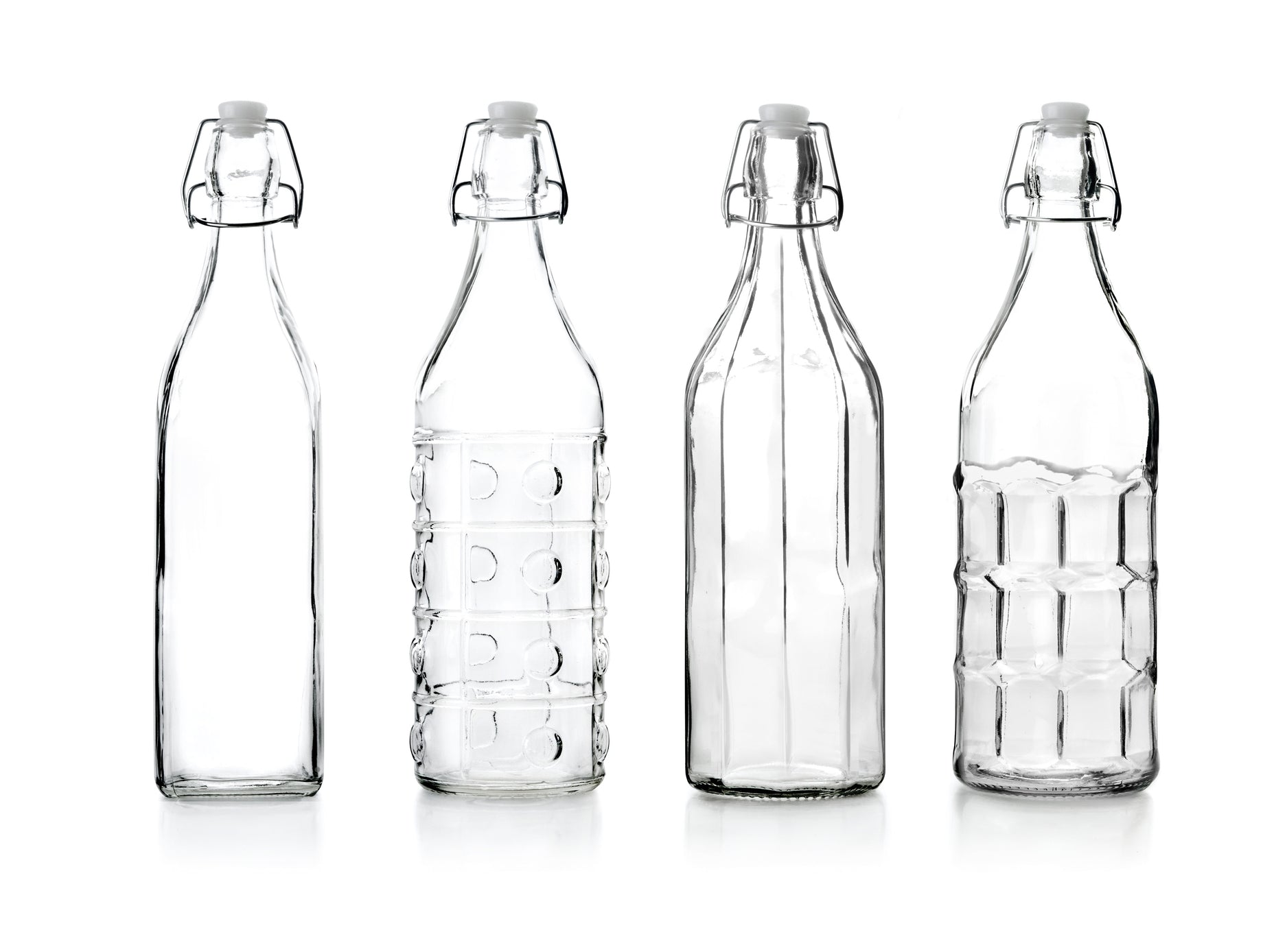 IBILI - 1 liters flaska, glas, återanvändbar, slumpmässig modell