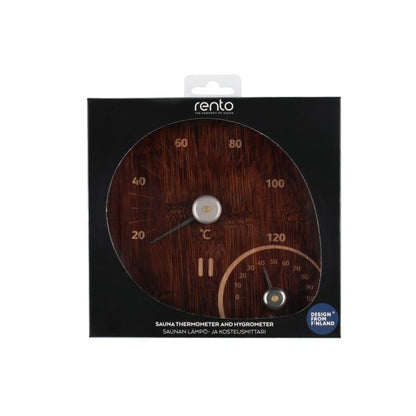 Rento Bastutermometer och hygrometer bambu mörk bambu