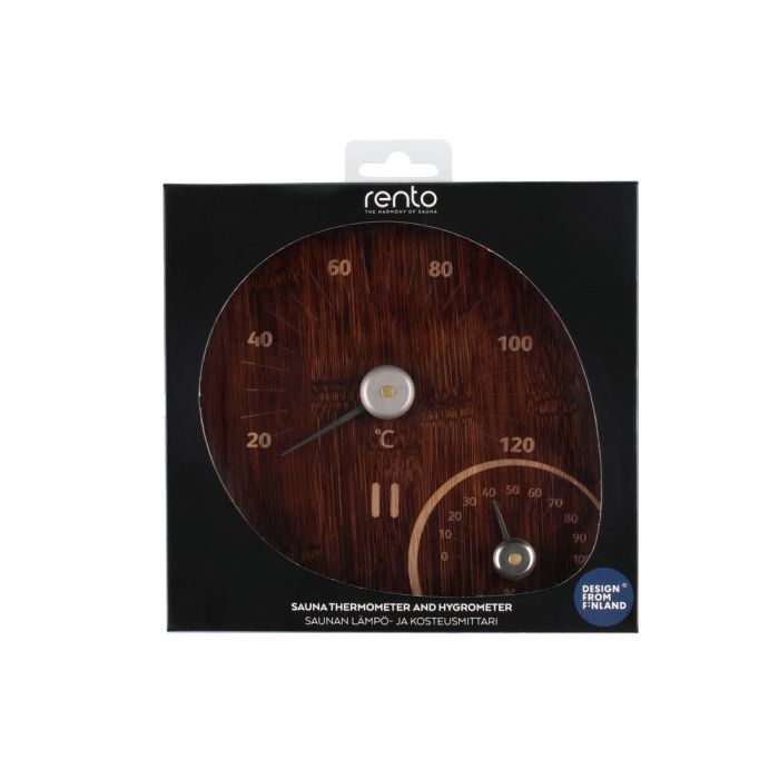 Rento Bastutermometer och hygrometer bambu mörk bambu