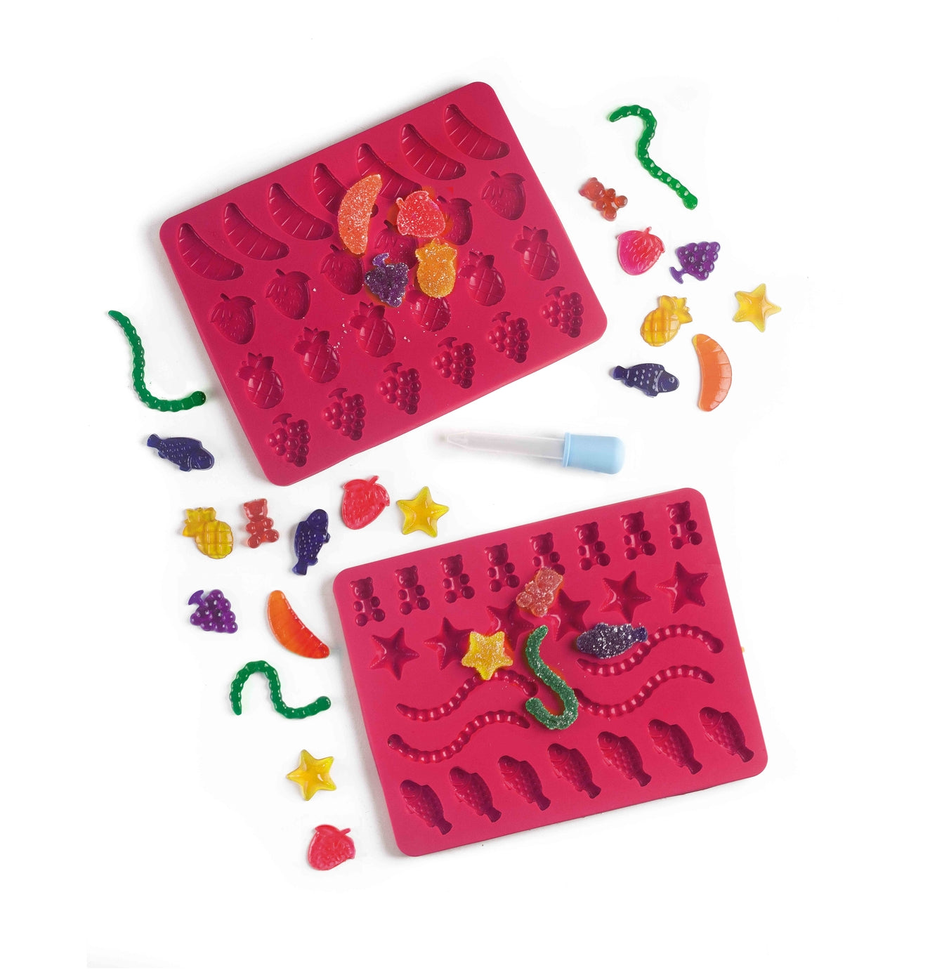 IBILI - Uppsättning av 2 djur gummy formar och frukter