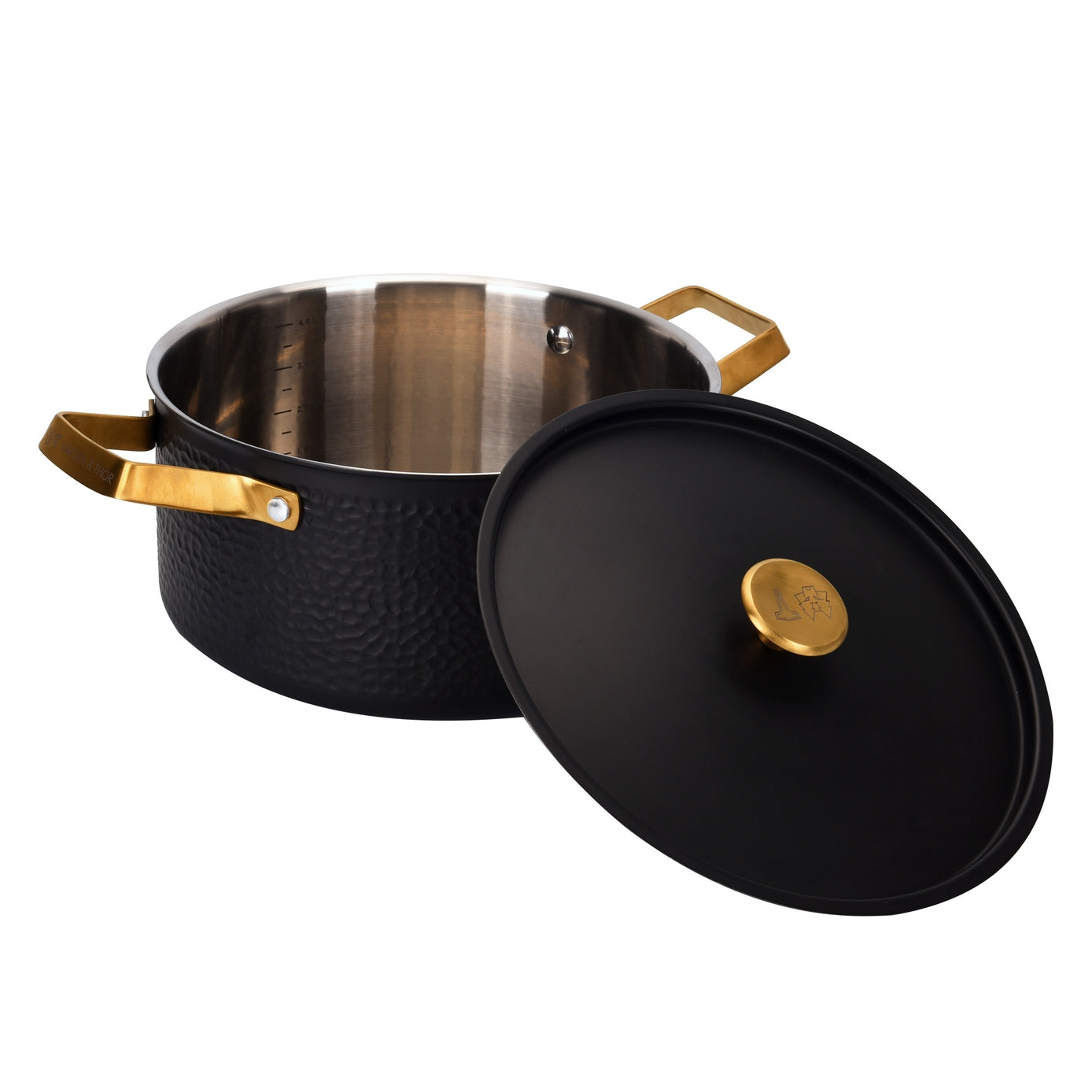 Vargen & thor MIO – 4L Mattsvart gryta med detaljer i mässing