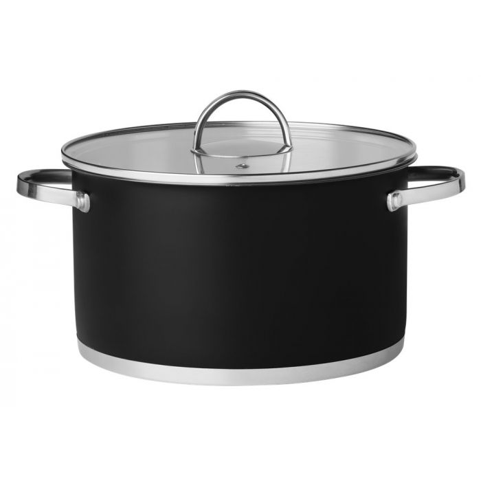 Kastrull svart med glaslock 5,3 L 24 cm