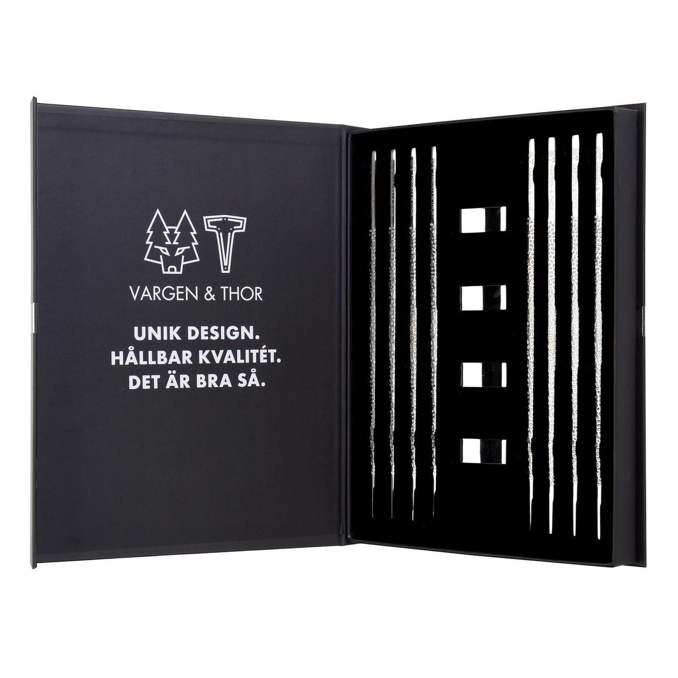 Vargen & thor KITO – Chopsticks, Silver (4 par + 4 ställ)